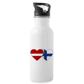 Latvia Finland Flag Heart - Water bottle with straw - white - Right