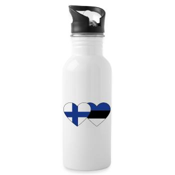 Finnland Estland Flagge Herz - Trinkflasche mit integriertem Trinkhalm - Weiß - Rechts
