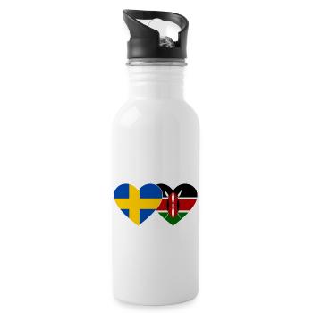 Suède Kenya Drapeau Coeur - Gourde avec paille intégrée - blanc - Droite