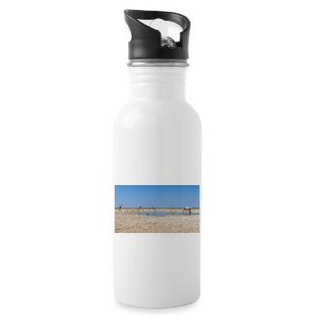 Landschaft am Fluss Cubango mit Giraffe - Trinkflasche mit integriertem Trinkhalm - Weiß - Rechts