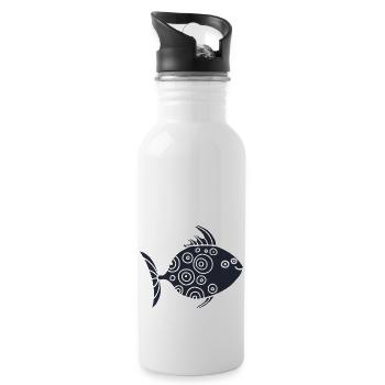 Meerestiere - Trinkflasche mit integriertem Trinkhalm - Weiß - Rechts