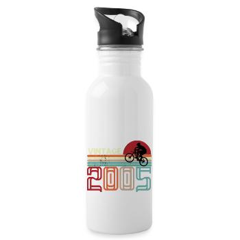 Vintage Birthday retro sunset design - Water bottle with straw - white - Right