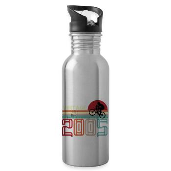 Vintage Geburtstag Retro Sonnenuntergang Design - Trinkflasche mit integriertem Trinkhalm - Lightsilver - Rechts