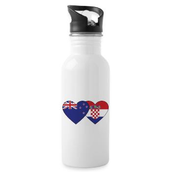 Nouvelle-Zélande Croatie Flag Heart - Gourde avec paille intégrée - blanc - Droite