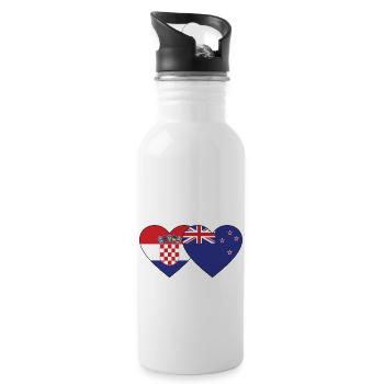 Kroatien Neuseeland Flagge Herz - Trinkflasche mit integriertem Trinkhalm - Weiß - Rechts