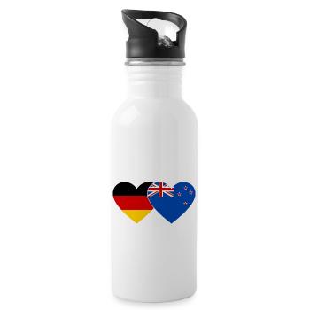 Deutschland Neuseeland Flagge Herz - Trinkflasche mit integriertem Trinkhalm - Weiß - Rechts