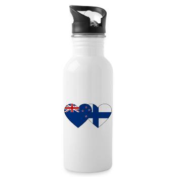 Neuseeland Finnland Flagge Herz - Trinkflasche mit integriertem Trinkhalm - Weiß - Rechts