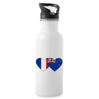 Frankreich Neuseeland Flagge Herz - Trinkflasche mit integriertem Trinkhalm - Weiß - Rechts