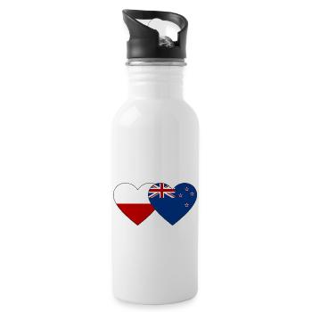 Polen Neuseeland Flagge Herz - Trinkflasche mit integriertem Trinkhalm - Weiß - Rechts