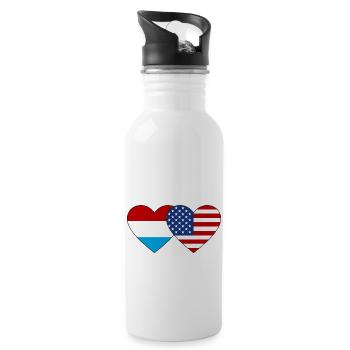 Drapeau du Luxembourg des États-Unis Coeur - Gourde avec paille intégrée - blanc - Droite