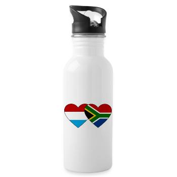 Luxembourg South Africa Flag Heart - Water bottle with straw - white - Right