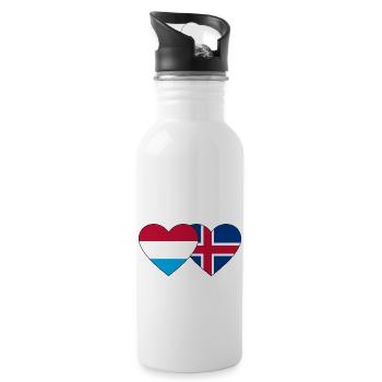 Luxemburg Island Flagge Herz - Trinkflasche mit integriertem Trinkhalm - Weiß - Rechts