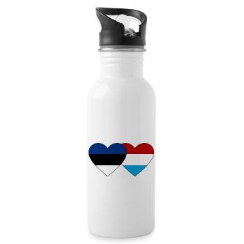 Estonia Luxembourg Flag Heart - Water bottle with straw - white - Right