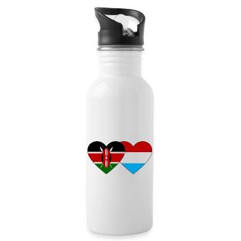 Kenya Luxembourg Flag Heart - Gourde avec paille intégrée - blanc - Droite