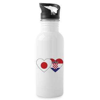 Japan Croatia Flag Heart - Water bottle with straw - white - Right