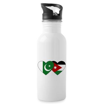 Pakistan Jordanie Flag Heart - Gourde avec paille intégrée - blanc - Droite