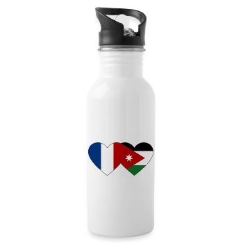 France Jordanie Flag Heart - Gourde avec paille intégrée - blanc - Droite