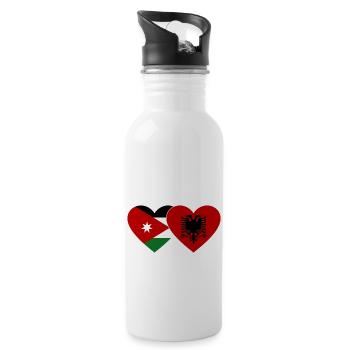 Jordan Albania Flag Heart - Water bottle with straw - white - Right