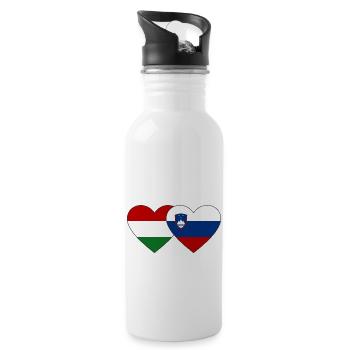 Ungarn Slowenien Flagge Herz - Trinkflasche mit integriertem Trinkhalm - Weiß - Rechts