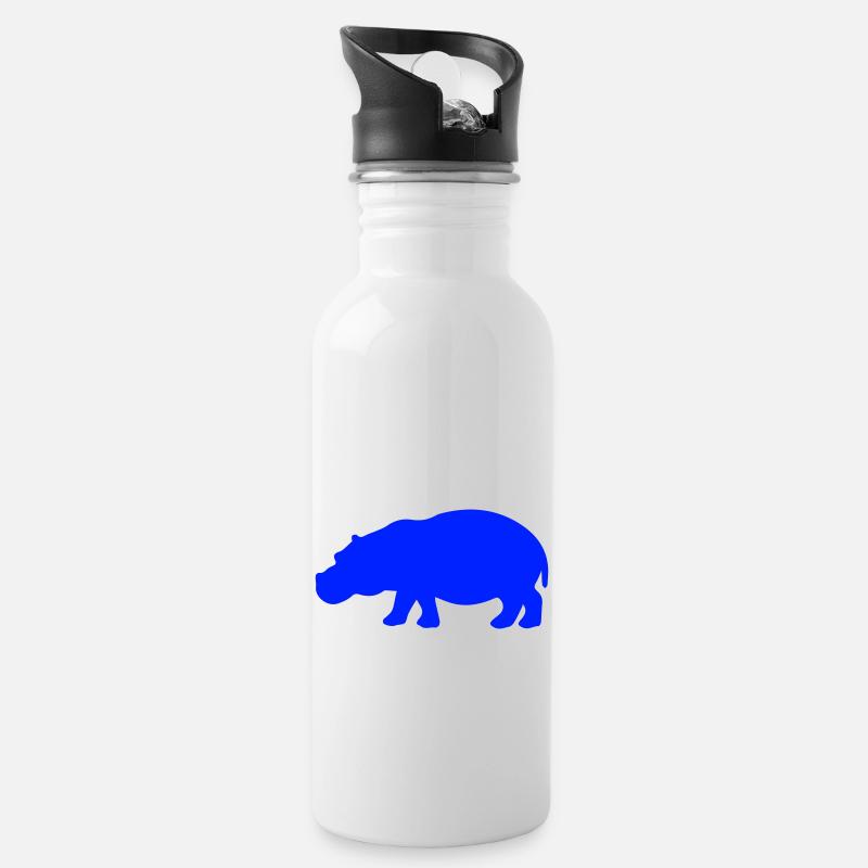 nilpferd - Trinkflasche mit integriertem Trinkhalm - Weiß