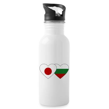 Japon Bulgarie drapeau coeur - Gourde avec paille intégrée - blanc - Droite