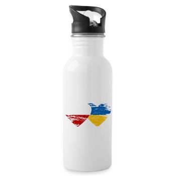 Poland Ukraine flag heart used - Water bottle with straw - white - Right