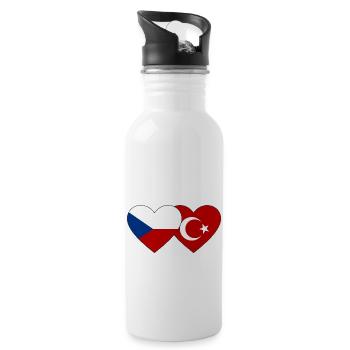 Tschechien Türkei Flagge Herz - Trinkflasche mit integriertem Trinkhalm - Weiß - Rechts