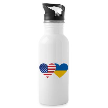 États-Unis Ukraine Flag Heart - Gourde avec paille intégrée - blanc - Droite
