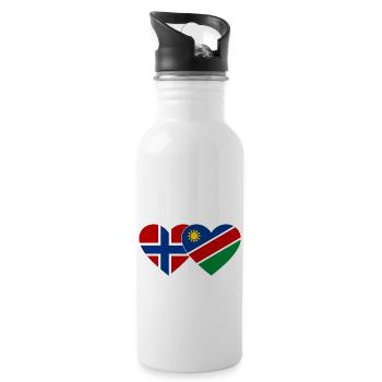 Norwegen Namibia Flagge Herz - Trinkflasche mit integriertem Trinkhalm - Weiß - Rechts