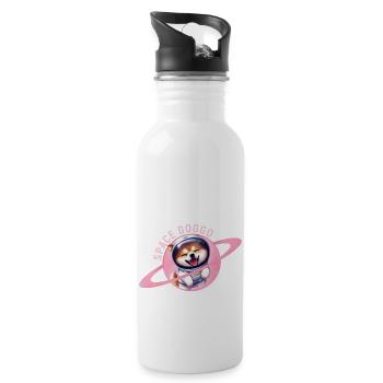 Happy Space Doggo - Süße Gestaltung - Trinkflasche mit integriertem Trinkhalm - Weiß - Rechts