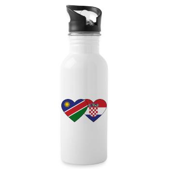 Namibia Croatia Flag Heart - Water bottle with straw - white - Right