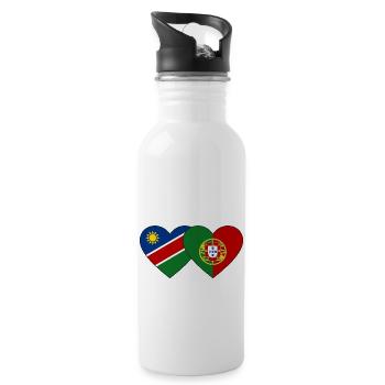 Namibie Portugal Flag Coeur - Gourde avec paille intégrée - blanc - Droite