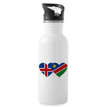 Island Namibia Flagge Herz - Trinkflasche mit integriertem Trinkhalm - Weiß - Rechts
