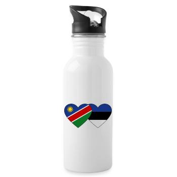 Namibia Estland Flagge Herz - Trinkflasche mit integriertem Trinkhalm - Weiß - Rechts