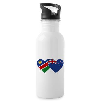 Tunesien Neuseeland Flagge Herz - Trinkflasche mit integriertem Trinkhalm - Weiß - Rechts