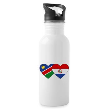 Namibia Dominican Republic Flag Heart - Water bottle with straw - white - Right