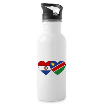 Domenikanische Republik Namibia Flagge Herz - Trinkflasche mit integriertem Trinkhalm - Weiß - Rechts