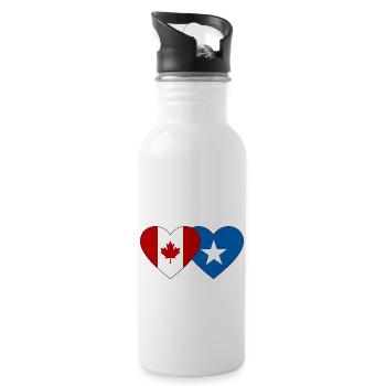 Canada Somalia Flag Heart - Water bottle with straw - white - Right