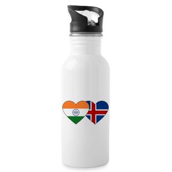 Indien Island Flagge Herz - Trinkflasche mit integriertem Trinkhalm - Weiß - Rechts