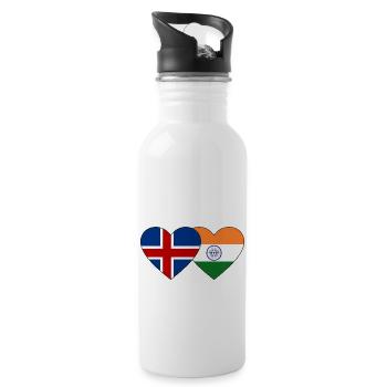 Island Indien Flagge Herz - Trinkflasche mit integriertem Trinkhalm - Weiß - Rechts