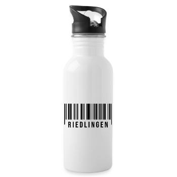 Schwaben Strichcode Riedlingen - Trinkflasche mit integriertem Trinkhalm - Weiß - Rechts