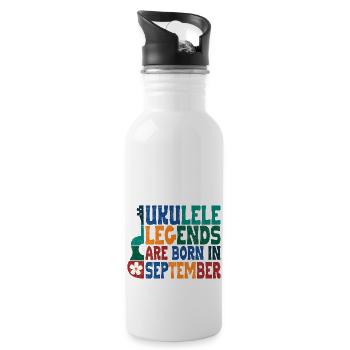 Ukulele Legends are born in September - Trinkflasche mit integriertem Trinkhalm - Weiß - Rechts