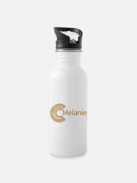 Für Melanie - Trinkflasche mit integriertem Trinkhalm - Weiß