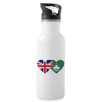 United Kingdom Macau Flag Heart - Water bottle with straw - white - Right
