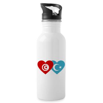 Tunisie Ouïghours Flag Heart - Gourde avec paille intégrée - blanc - Droite