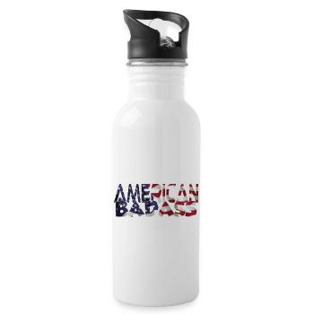 American Badass - vrai mec américain! - Gourde avec paille intégrée - blanc - Droite