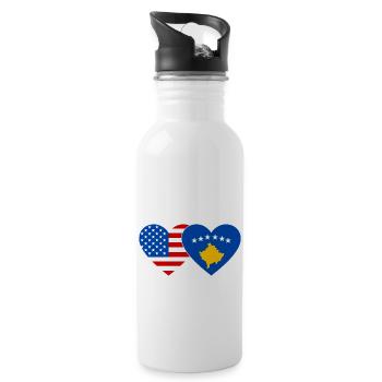 Cœur du drapeau du Kosovo des États-Unis - Gourde avec paille intégrée - blanc - Droite