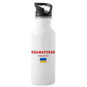 Kramatorsk Ukraine - Trinkflasche mit integriertem Trinkhalm - Weiß - Rechts