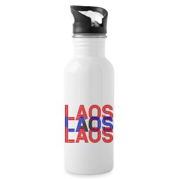 Laos Laote Laoten Flagge Elefant Lao I Geschenk - Trinkflasche mit integriertem Trinkhalm - Weiß - Rechts