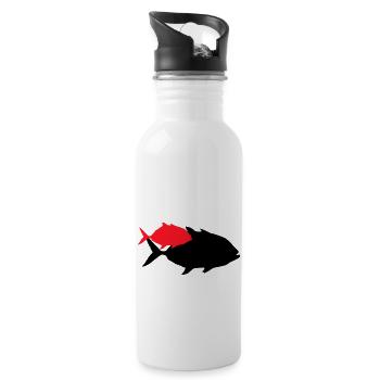 fisch piranha silhouette - Trinkflasche mit integriertem Trinkhalm - Weiß - Rechts